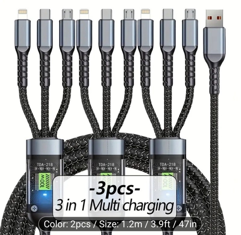 2/3pcs multi charging cable 3in 1 gallery