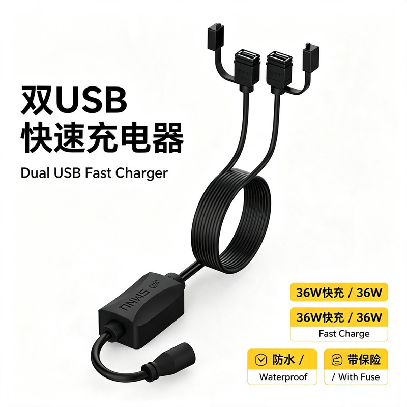 SMNU ten-ma motorcycle dual USB charging cable, phone charger, fast charging ver