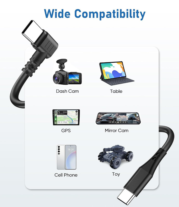 Dash Cam Power Cord, USB C to USB C Dashcam Charger Cable,Thicker Shielded gallery