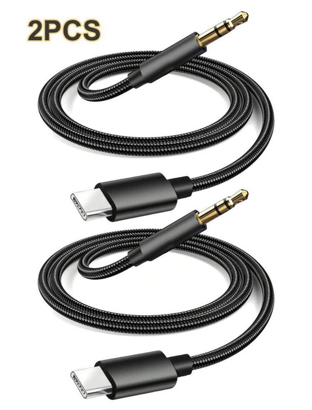 2pcs to Aux Cable USB Type-C Male To 3.5mm Cord Car AUX Music Audio Adapter LOT