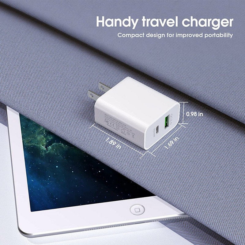 20W PD QC Plug Power Adapter Cube USB C Fast Charger Cable For Android Samsung gallery