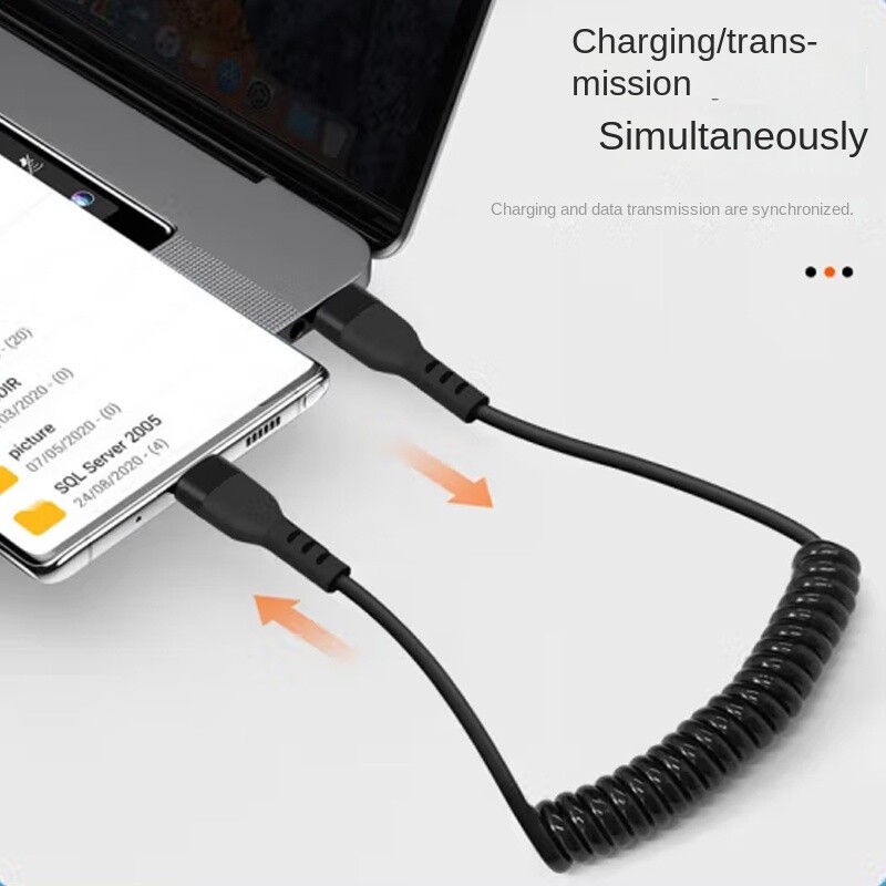 66W 5A Type C To Type C Cable Fast Charging Spring Pull Telescopic Cord Cable gallery