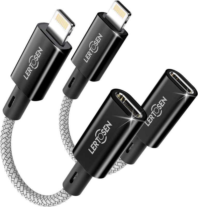 MFi Certified USB C to Lightning Adapter 2 Pack,27W PD Fast Charging & Data Sync