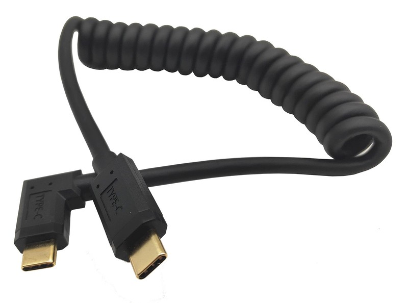 USB C Cable, USB-C Male to Male Coiled Spring Spiral Cable, 3A 10Gbps Fast Ch…