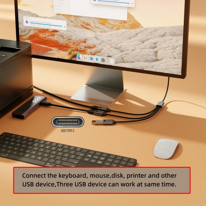 3 in 1 USB 2.0 Splitter Cable,USB 1 to 3 HUB Cable Power/Data/OTG ,,Laptop 0.... gallery