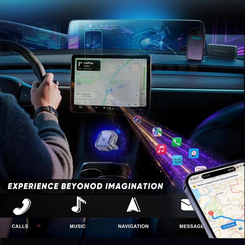 Wireless CarPlay Adapter 2026 Upgraded – 2-in-1 Suitable for Apple iPhone & A... gallery