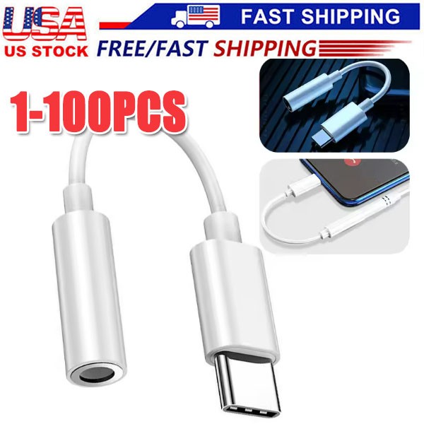 USB-C Type C to 3.5mm AUX Headphone Jack Adapter Lot For iPhone 16/Android Phone