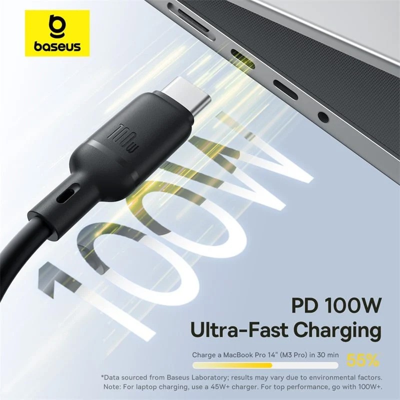 BASEUS Silky One-for-Three Fast Charging Cable USB-C to M+L+C (5ft) (100W) (COS gallery