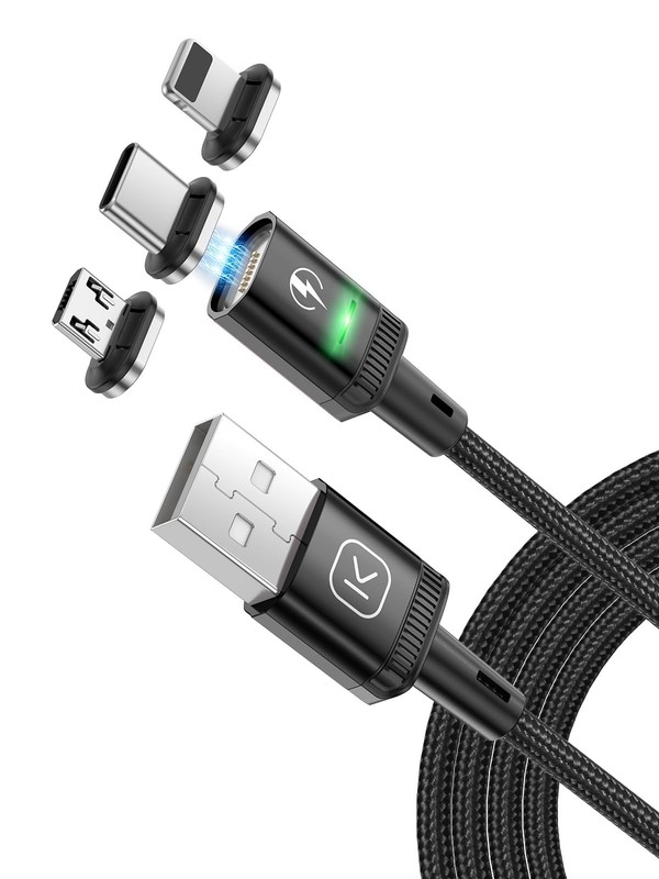 Kuulaa 6.6ft Magnetic Charging Cable USB C,3A Fast 6FT-3in1, Black