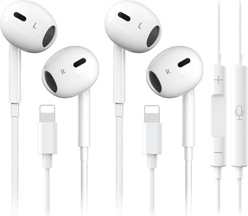 2x Audífonos Con Cables Auriculares Blancos Para iPhone 14 13 12 11 XR Pro Max