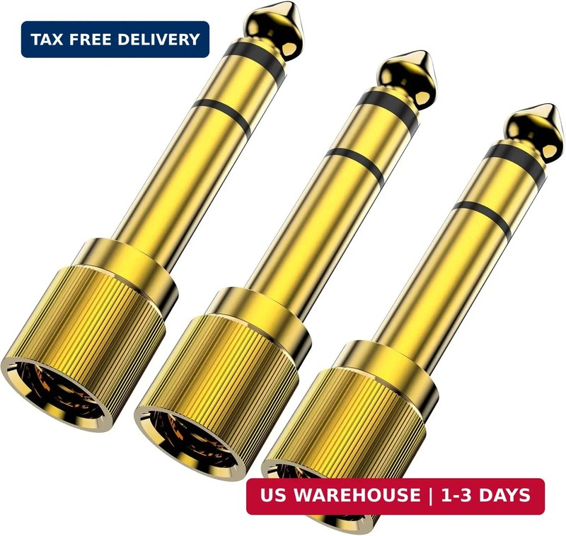 BERLAT Gold Plated 1/4 to 3.5mm Adapter, 6.35mm (1/4 inch) Male to 3.5mm (1/8 in