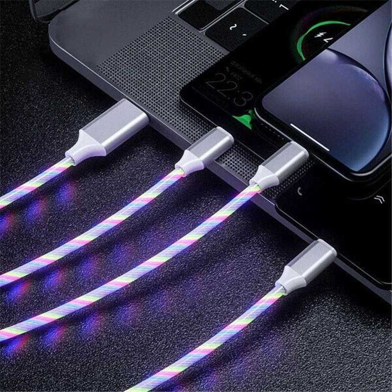 LED Light Up Flowing Glowing Fast Charging Cable Cord Charger Type-C IOS Phone gallery