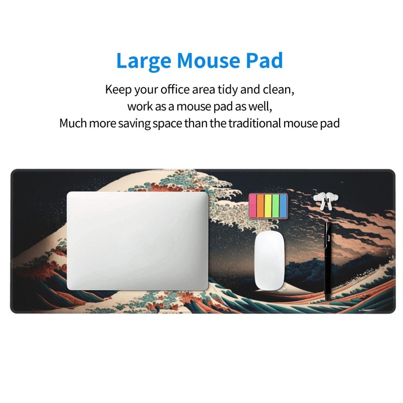 Japanese Waves in The Dark Gaming Mouse Pad XL, Large Non Slip Rubber Mousepa... gallery