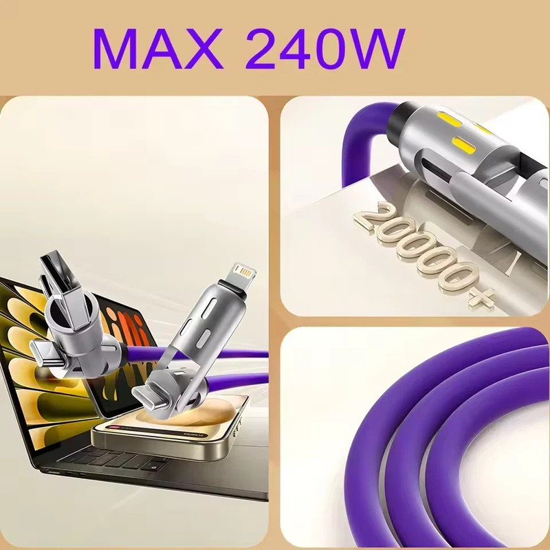 Set of 3 cables of 4 in 1 charging cable USB-C to USB-C Fast Charge apple samsun gallery