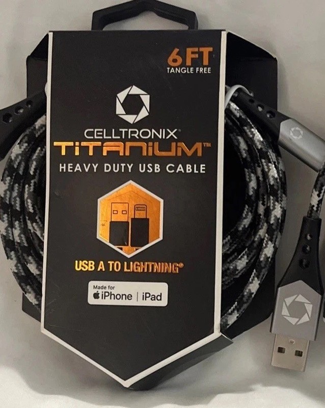New 6ft Titanium Lightning USB Cable MFi Certified Heavy Duty Tangle-Free Braid
