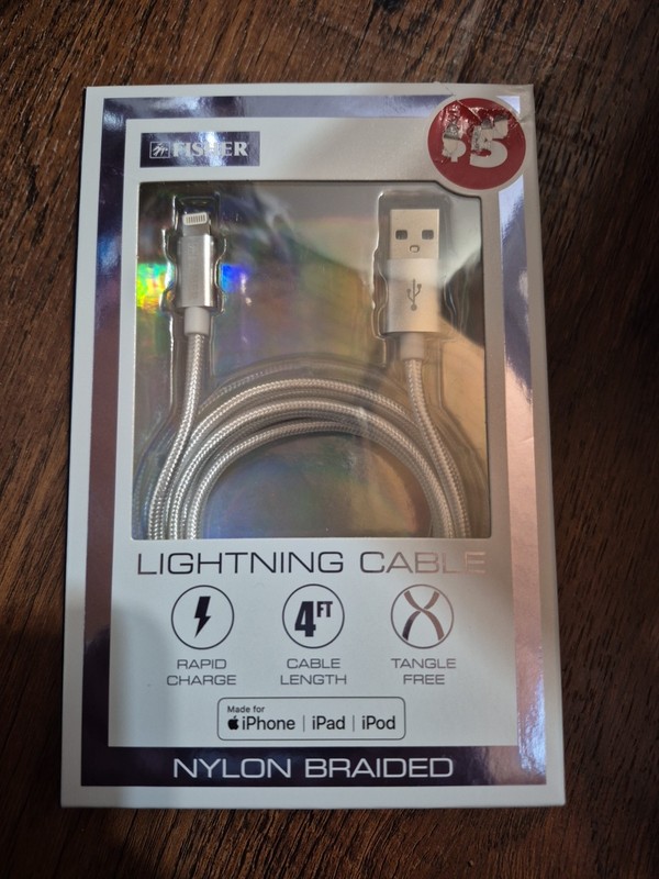 Brand New MFi-Certified Fisher Apple Lightning Cable 4 Ft BRADED Silver Gray 🔥
