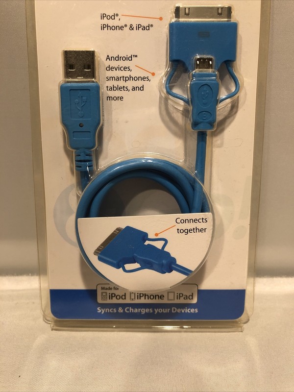 Tech&Go 2-in-1 Sync&Charge Combo Cable 3ft for 4S,4,3GS IPhone & IPad early GEN gallery