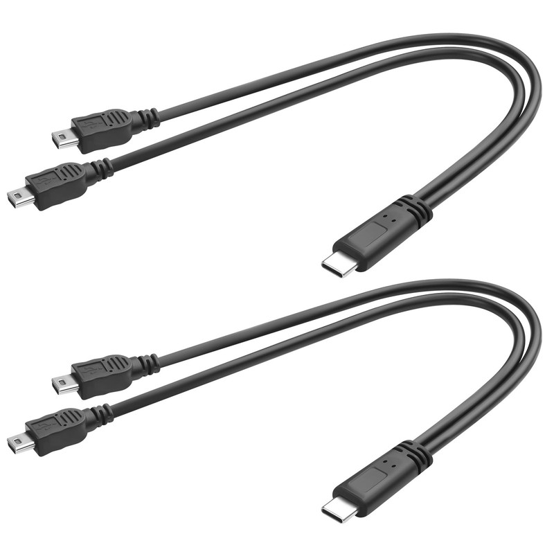 USB to 2 Mini USB Splitter Charging Cable, 5V 3A, 2 in 1 Connector, No Data T...