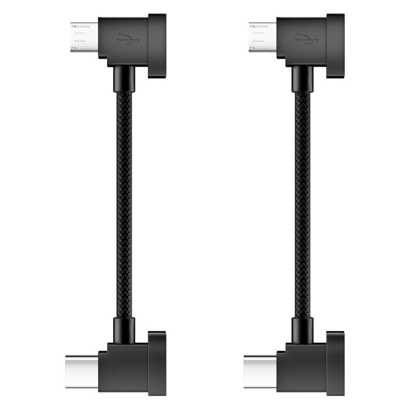 Micro USB to USB C OTG Cable 0.6 FT-2 Pack, 90 Degree Remote Controller Data Cor