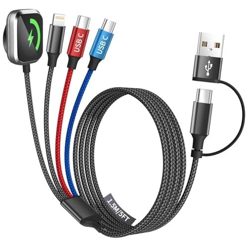 Travel-Ready 4-in-2 USB-C Charging Cable with Fast Charging for iWatch & Android gallery