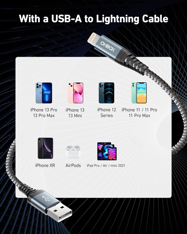 Iphone Charging Cable 6FT, 3Pack [Apple Mfi Certified] USB to Lightning Cables F gallery
