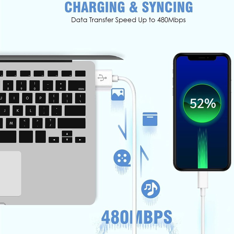 iPhone Charger,2Pack 6FT USB Wall Charger Fast Charging A-L, White gallery