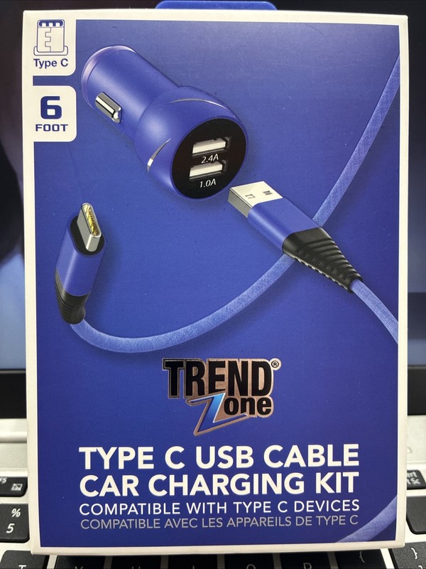 Trend Zone Type C USB Cable Car Charging Kit