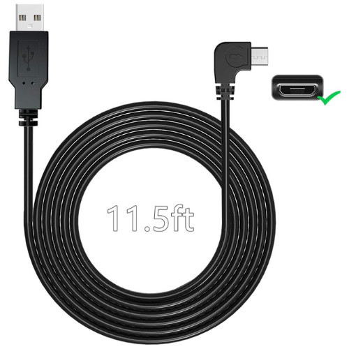 Charging Power Cable for Dash Cam, (11.5 Ft) USB 2.0 to Micro USB Car Vehicle Po