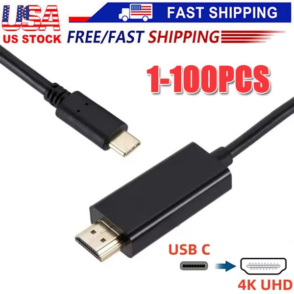 USB C to 4K HDMI Cable Video Converter Adapter 6Ft Type C to HDMI 4K Cord Lot