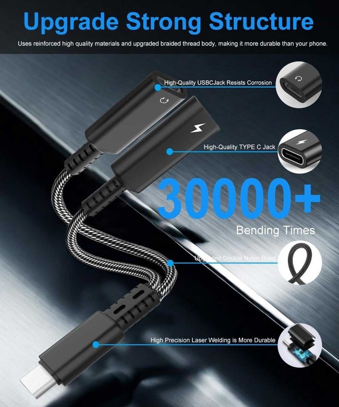 USB-C Port Splitter Earphone Adapter TYPE-C Charging Port for Cell Phones gallery