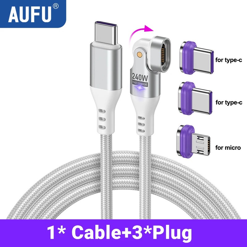 AUFU 240W Magnetic USB C to C Cable 5A PD Fast Charge for MacBook Pro iPhone 15 gallery