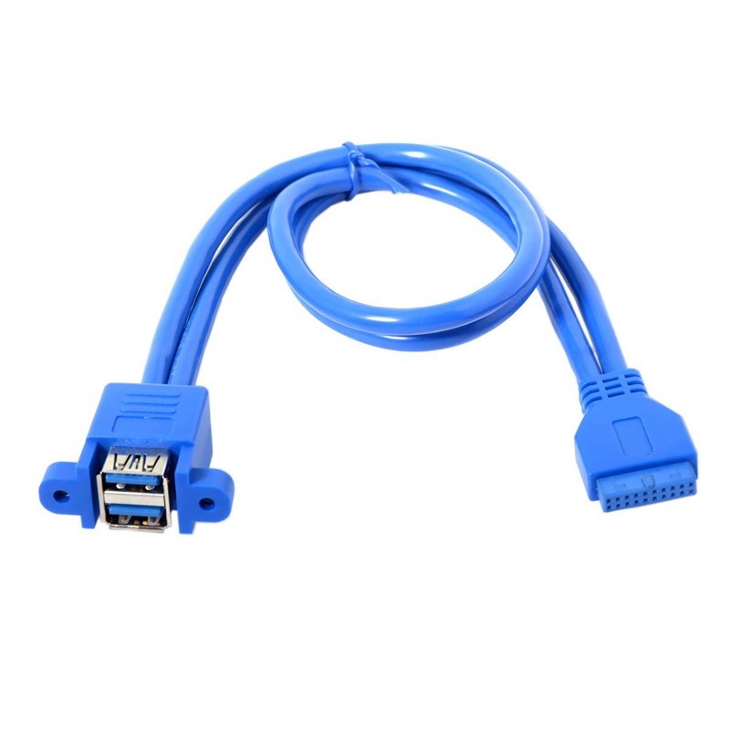 USB 3.0 Header Cable Stackable Female Panel 19Pin 20Pin Dual Ports 5Gbps 50cm gallery