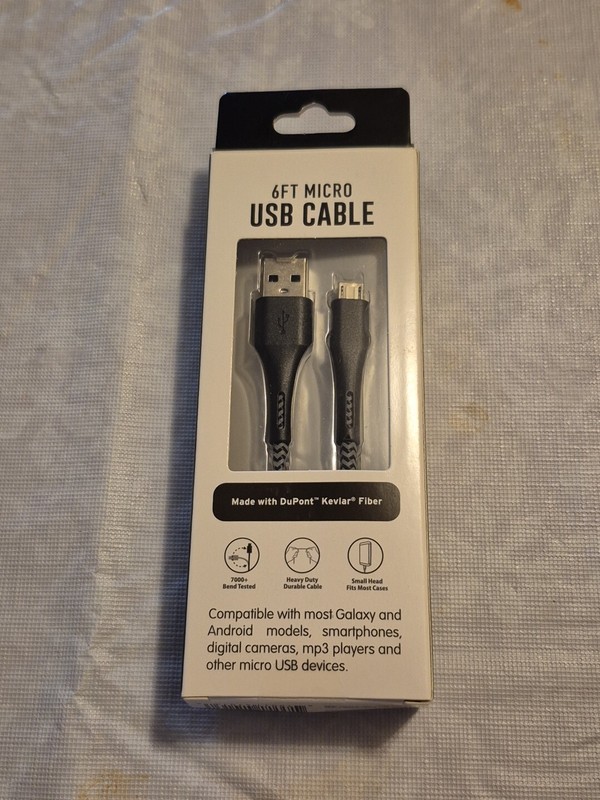 6ft Micro-USB Braided Cable made with Heavy Duty Dupont Kevlar Fiber - SEALED! gallery