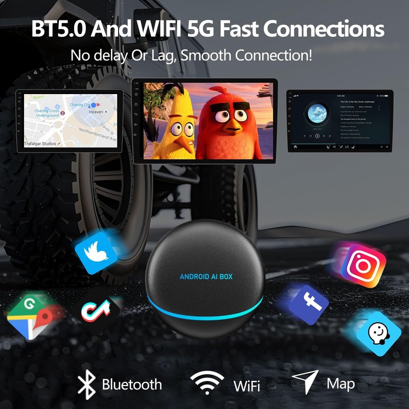 Wireless Carplay Adapter, 3 in 1 Android Auto Adapter 2025 Android 12 Ai Box ... gallery