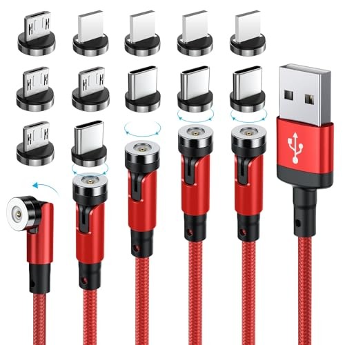 540° Rotation Magnetic Charging Cable,Magnetic Phone Charger with LED RED