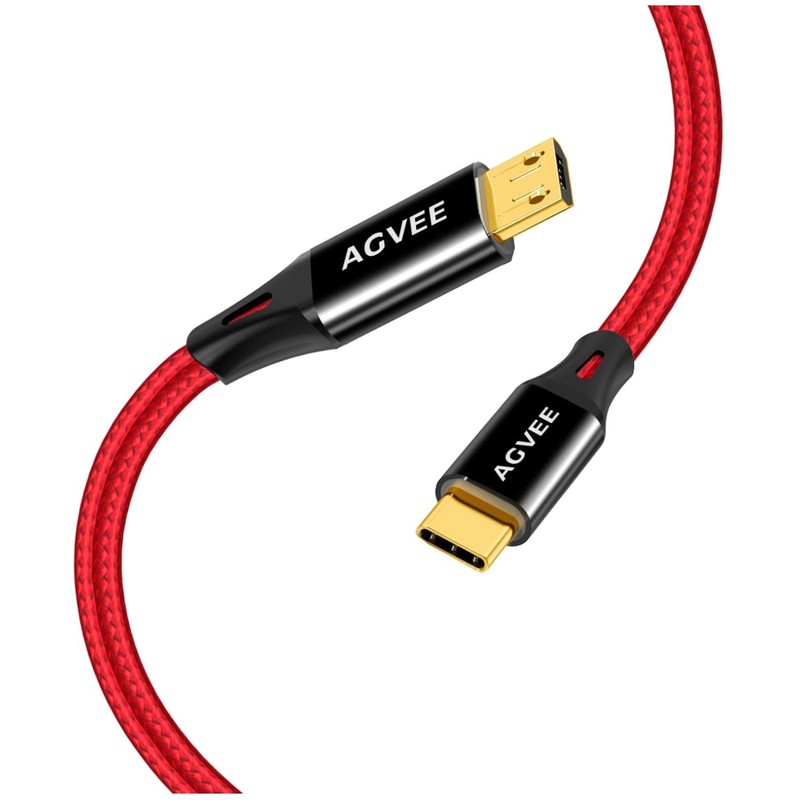 Durable USB-C to Micro USB Cord - 2 Pack, Gold Plated Tips