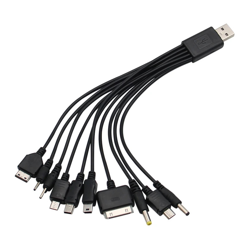 Universal USB To Multi Plug Mobile Phone Charger Cable 10 to 1 USB Cable For Sam
