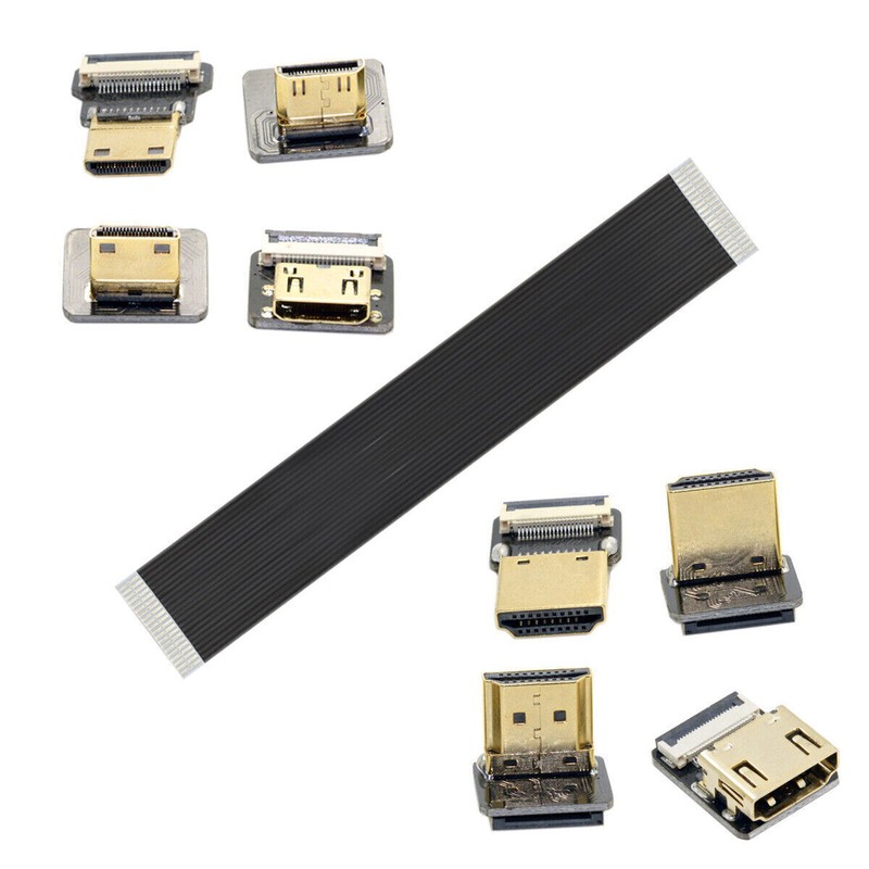 Cablecc Ribbon Flat HDMI Cable FPV Micro Mini HDMI 90 degree Adapter FPC 1080P gallery