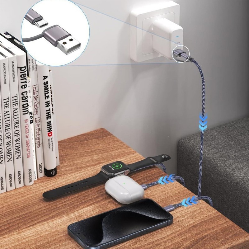 1.2M Data Cable 3-in-2 Charging Cable Multi Charger Cable for Watch iPhone 17 16 gallery
