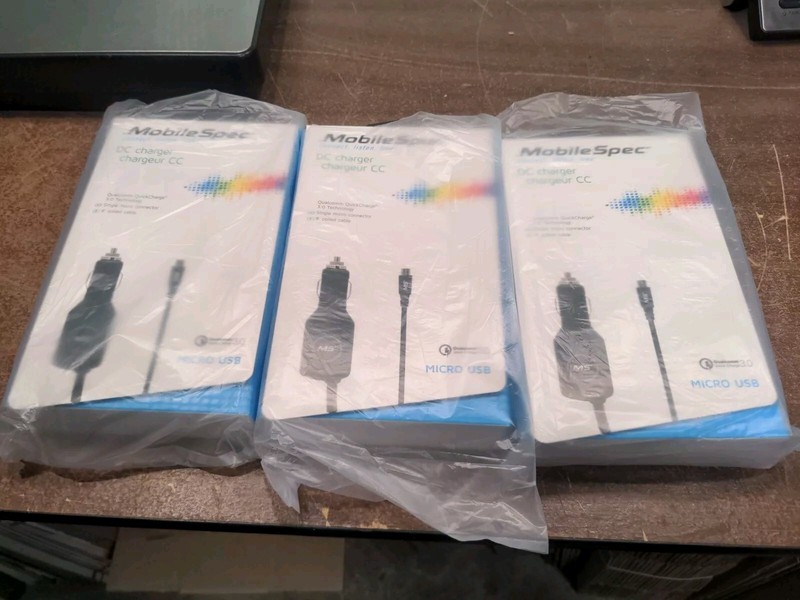 (3) 8′ Coiled Cable MICRO USB Car Charger MBS03402 Mobile Spec QuickCharge 3.0