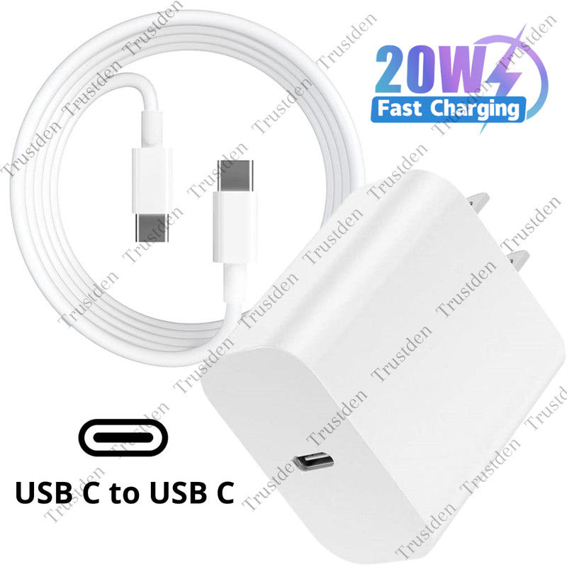 20W USB C Power Adapter Cube Type C Fast Charger Cable For Macbook iPad Pro Air