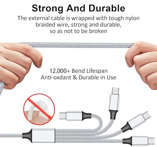 USB C Splitter Multi Charging Cable USB A C PD QC 3.1A Fast 2Pack 4Ft gallery