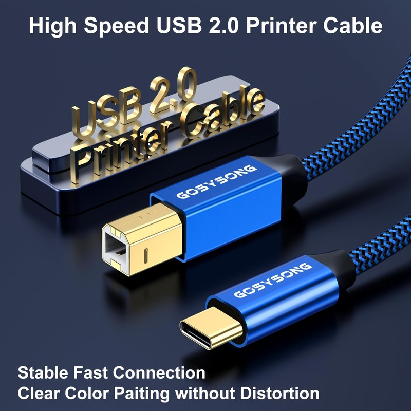 GOSYSONG USB C Printer Cable 10ft, High Speed USB C to B Printer Cord Compati... gallery