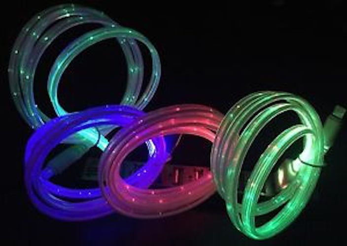 FLAT FLOWING LED LIGHT-UP USB charge Data Cable charger FOR iPhone 8 7 5s 6 plus