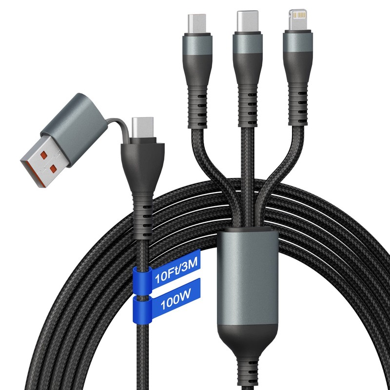 100W USB C to Multi Fast Charging Cable 10 feet A C Universal Power Wire