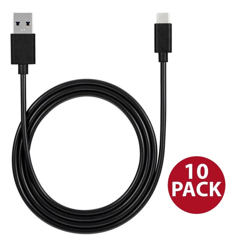 Type C to USB-A Cable Fast Charging Cord Type C To USB Adapter 3Ft Cable, 10 pk