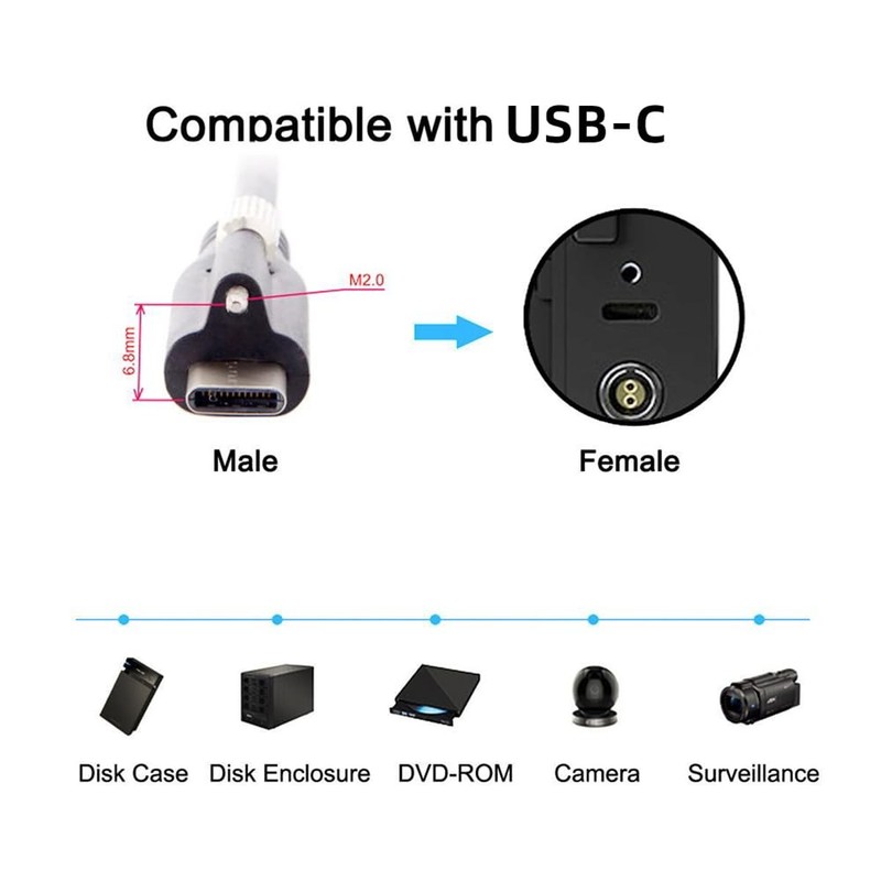USB 3.1 Type-C Locking Connector to Standard USB3.0 Data Cable for Camera wit... gallery