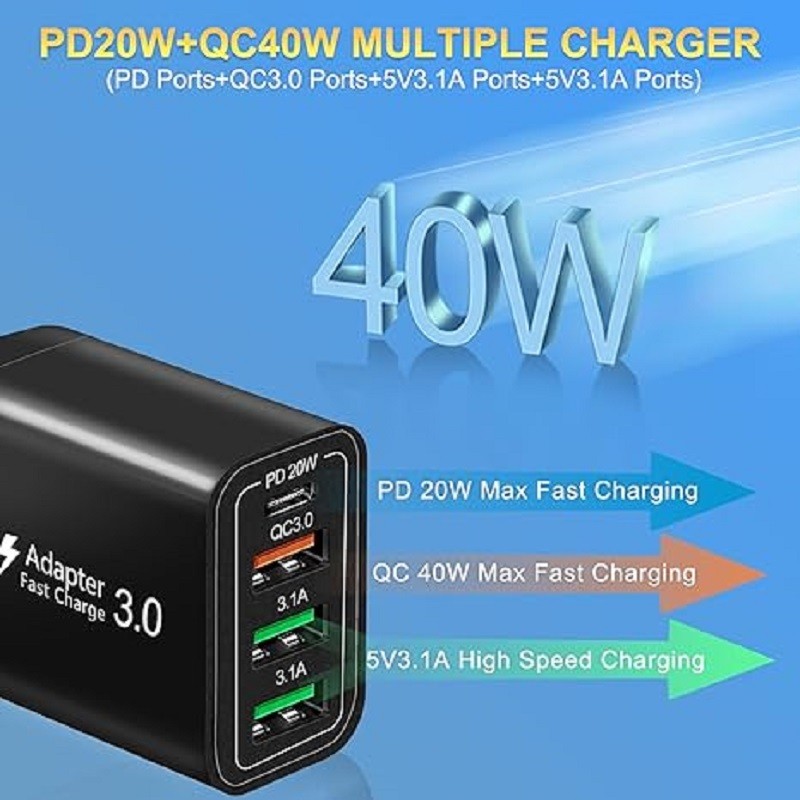 US 4 Port Fast Quick Charge QC 3.0 USB Hub Wall Home Charger Power Adapter Plug gallery
