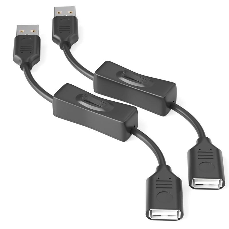 USB On/Off Switch Cable 2Pack,2A Power Charging 480Mbps Data Extension Cord