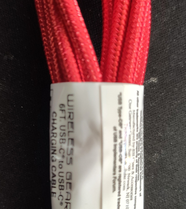 WirelessGear USB-C to USB-C Braided 6ft Red Flexible Charging Cable BL3482